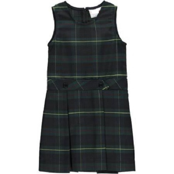 Girls Green Plaid School Uniform Jumper Dress 6X - Picture 1 of 4